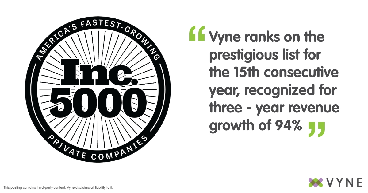 Vyne Named to Inc. Magazine's Inc. 5000 List Vyne Medical